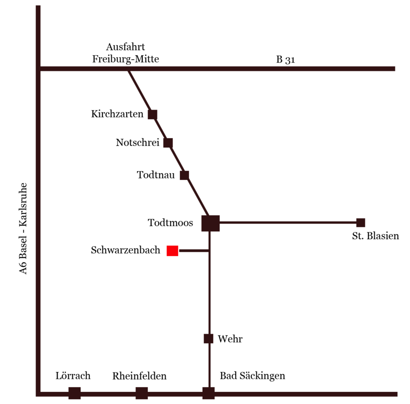 Anfahrt Haus Büscher Fewo Schwarzwald